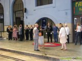  Slávnosť pri píchode Orient Expressu na Wilsonove nádražie v Prahe. Ceremoniál a klienti  vlaku sú pred verejnosťou odizolovaní - prístup na nástupište stráči Polícia ČR.